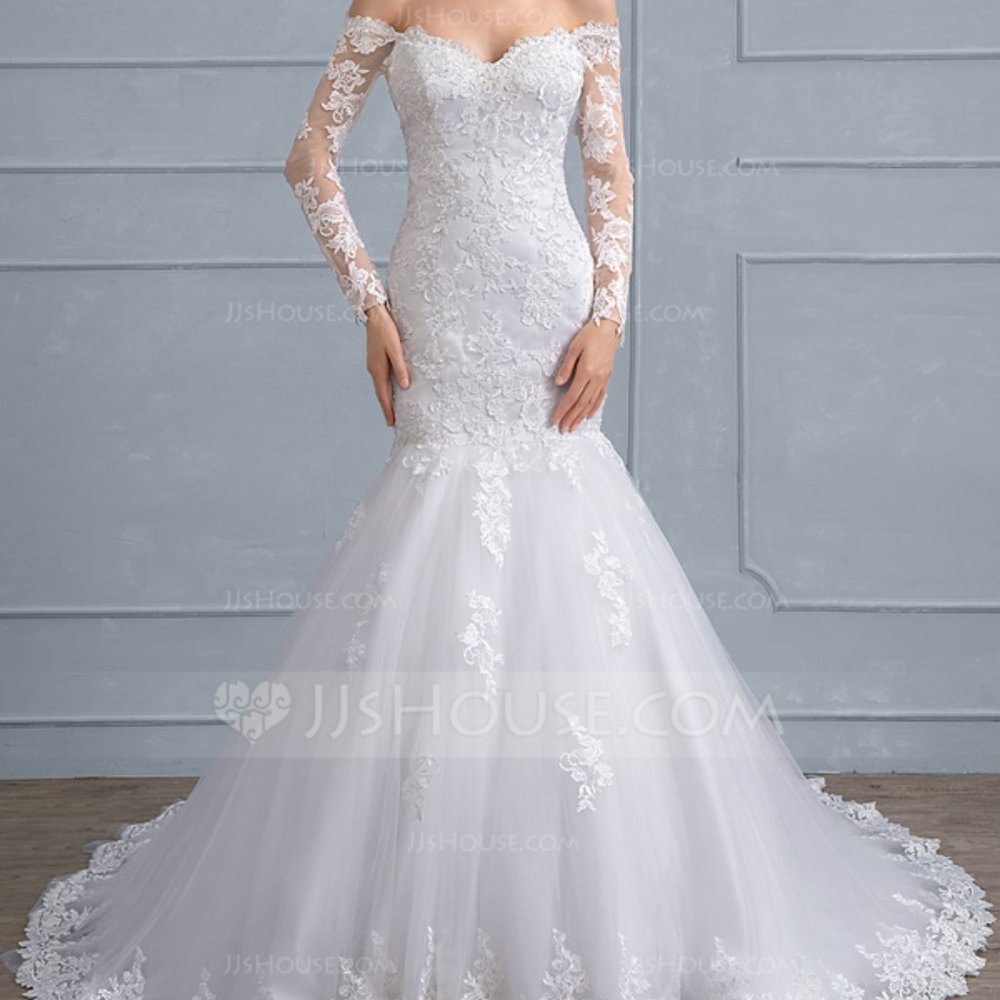 JJ's House Mermaid Tulle Lace Wedding Dress